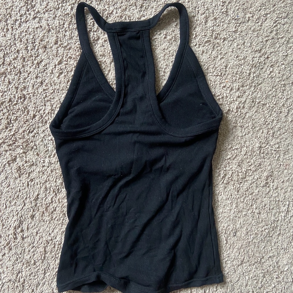 Black Ribbed Racerback Tank Top - Picture 2 of 3